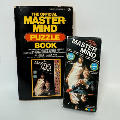 Vintage MasterMind Mini Travel 1972 Board Game and Puzzle Book - Complete