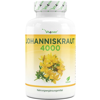 Johanniskraut-4000 180 Kapseln (vegan) a 2000mg (8:1) - Hochdosiert: Hypericin 