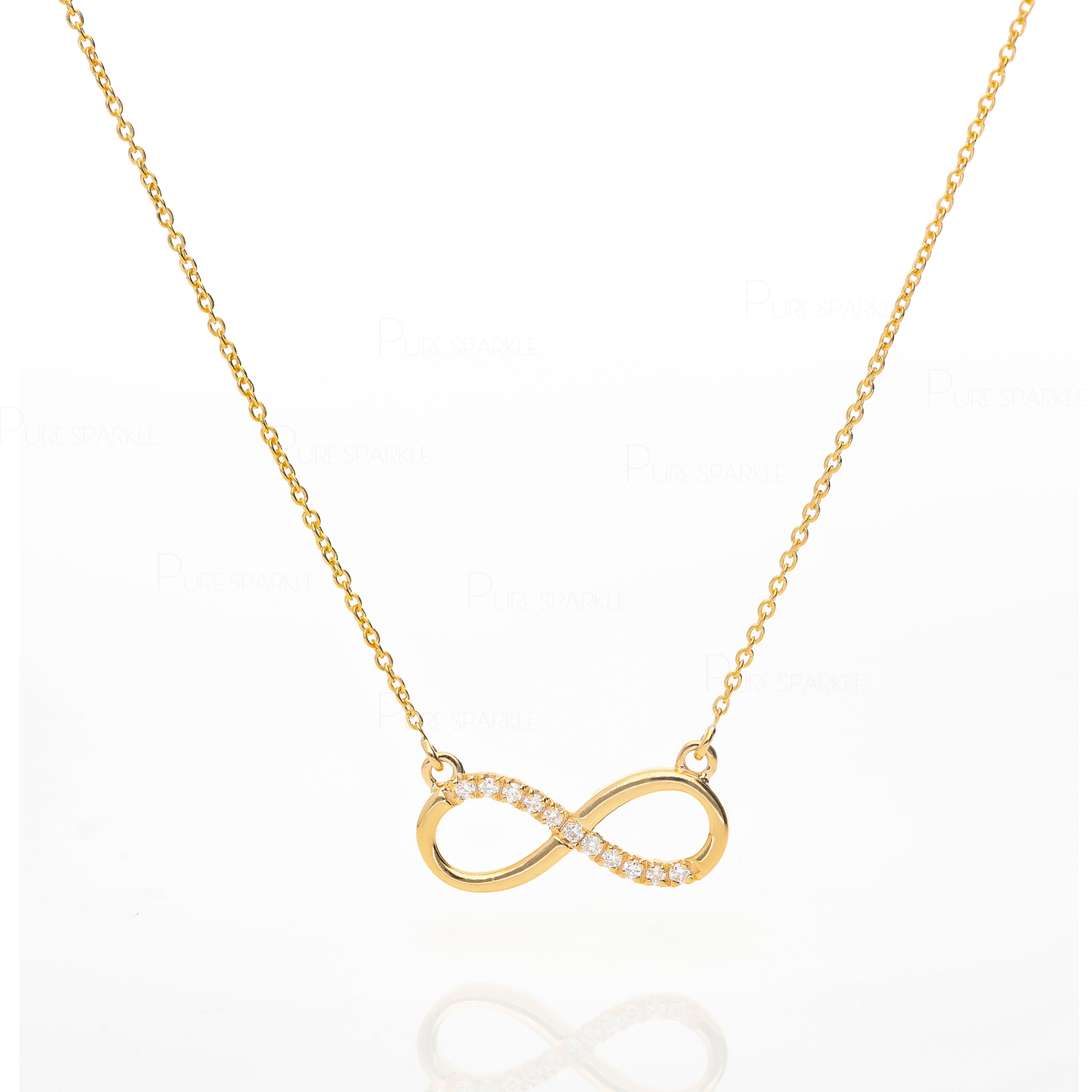 14K Gold 0.10 Ct. Lab-Created Diamond Infinity Knot Wedding Necklace-New Arrival