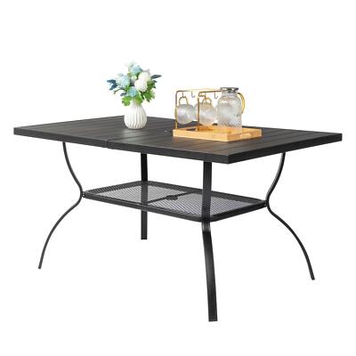 Patio Dining Table with 1.9'' Umbrella Hole for 6 Person Metal Outdoor Tables