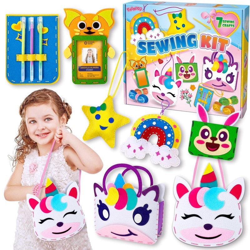 Sewing Kit for Beginner Kids Arts & Crafts, 7 Easy