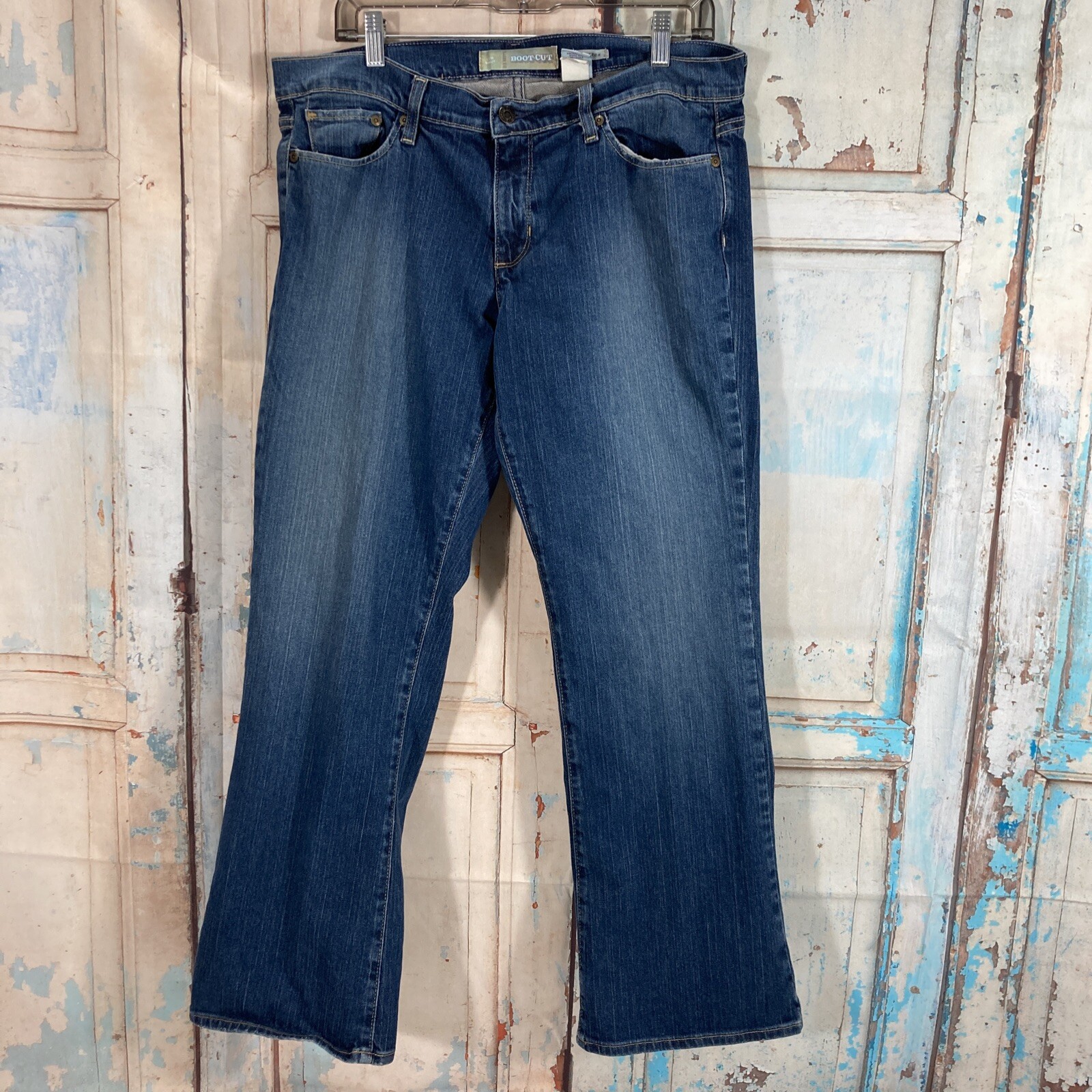 boot cut blue jeans