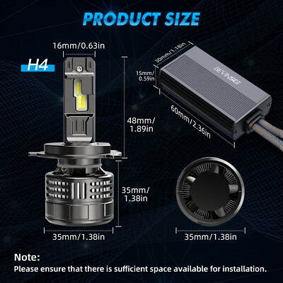 Bevinsee V55 H4 H7 H11 9005 9006 9012 LED Headlight High Low Beam Bulb Kit 6000K