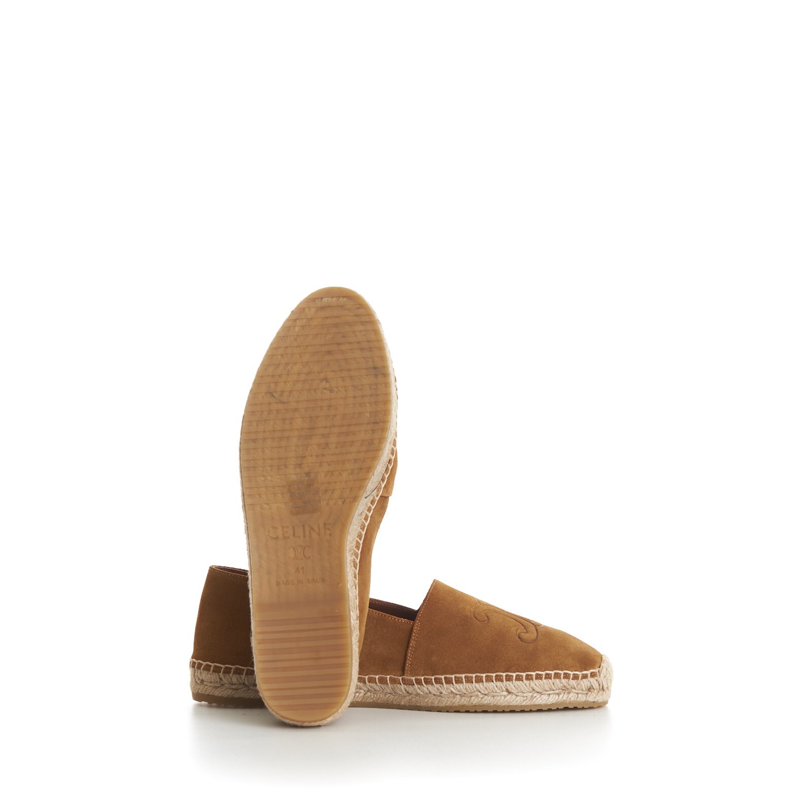 Pre-owned Celine 730$ Men's Espadrilles - Havana Brown Suede, Triomphe Monogram