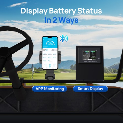 48V 105Ah LiFePO4 Golf Cart Battery with Bluetooth Battery Monitor 18A Charger