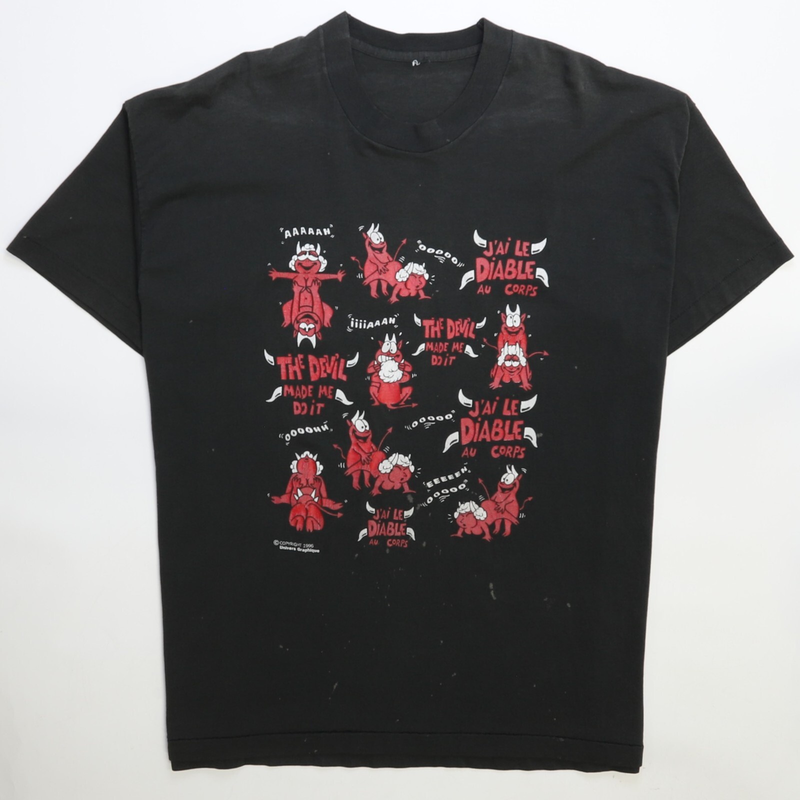 Vintage The Devil Made Me Do It Sex Positions T-Shirt Size XL 1996