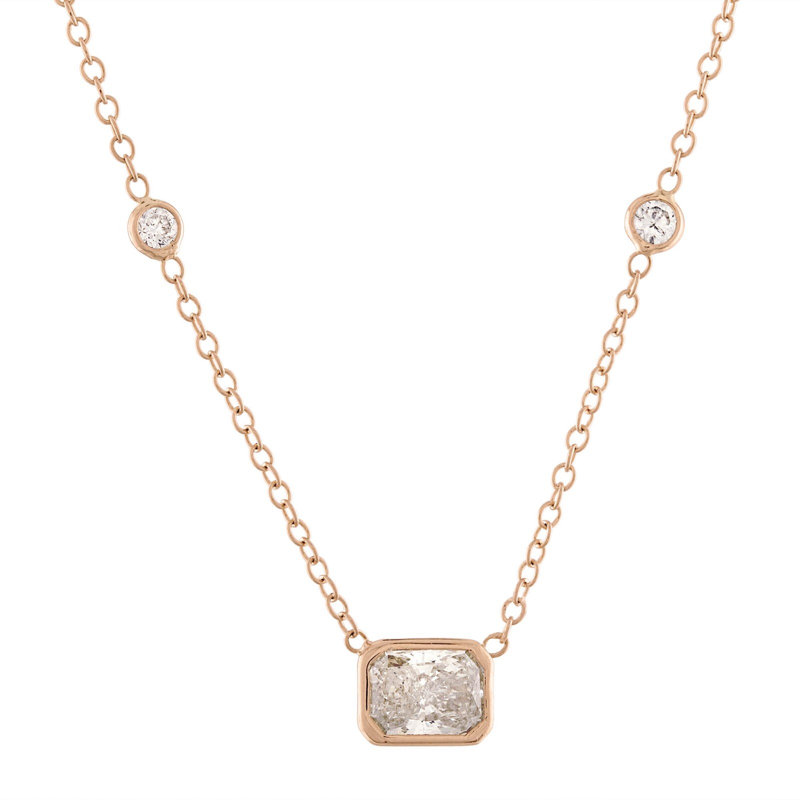 GIA 1.50ct Light Cognac Diamond by the Yard Necklace 14k