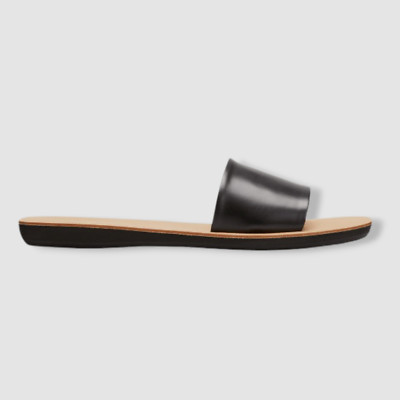 $550 Jil Sander Women's Black Agnellato Leather Flat Sandal Shoes Size 38.5