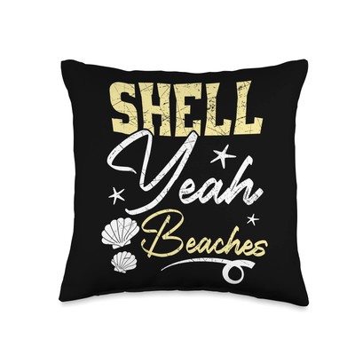 Shell Yeah Beaches Beachcomber Sea Glass Throw Pillow 16x16 Multicolor