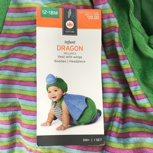 Baby Infant Dragon Costume 12 - 18 Months Plush Green Blue Halloween