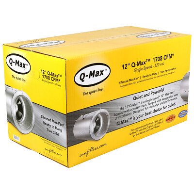 Can Fan Q-Max 12'' 1079 CFM Quiet Inline Exhaust Ventilation w/ Muffler ~NEW~