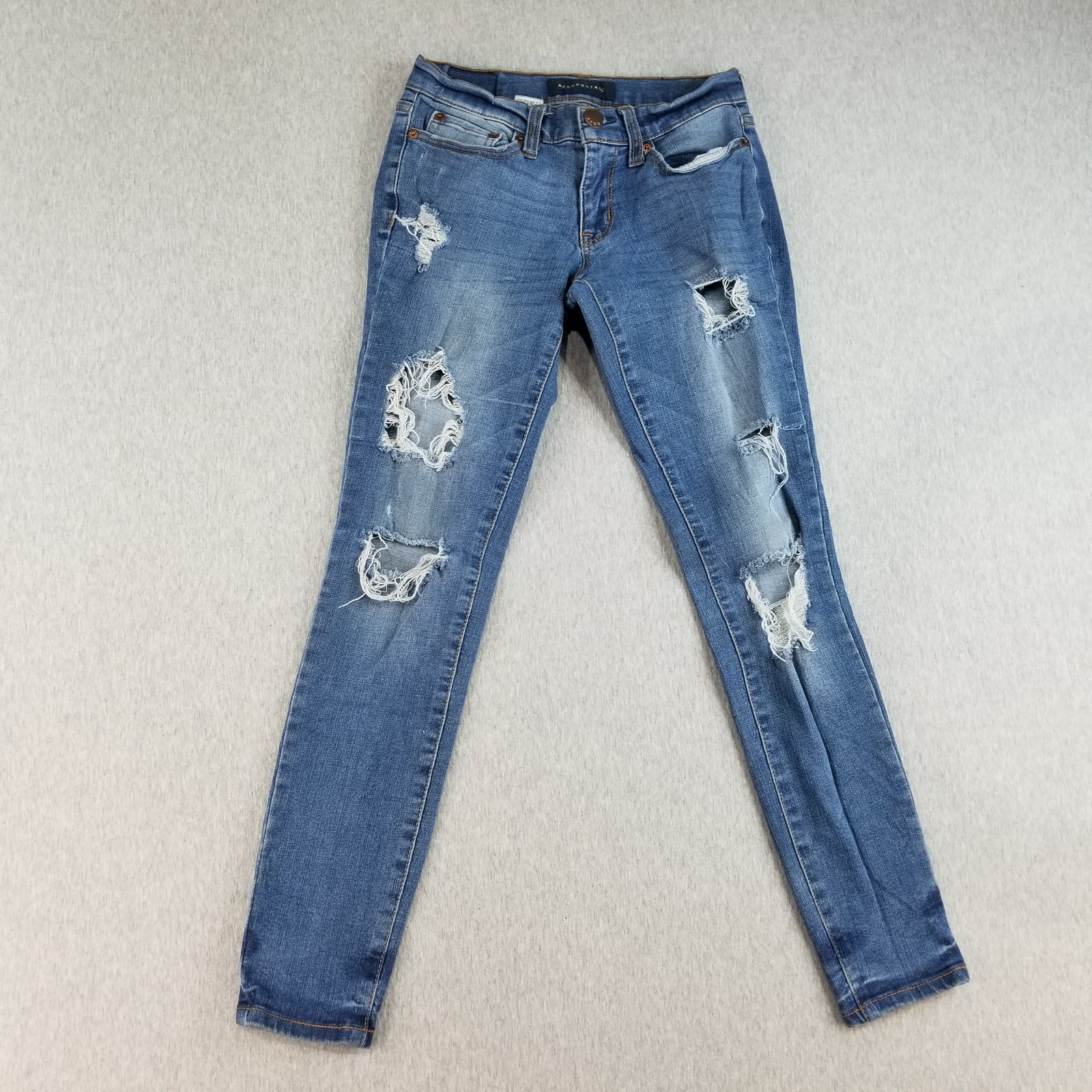 Aeropostale Jeans Women's Sz 00 Flex Effects Low Rise Med Wash Normcore Stylish