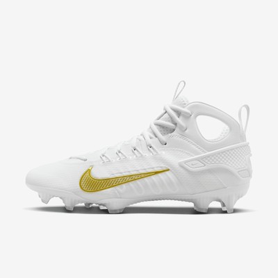 Nike Huarache 9 Elite LAX Lacrosse Cleats Men's Size 10.5 White/Gold FD0088-100