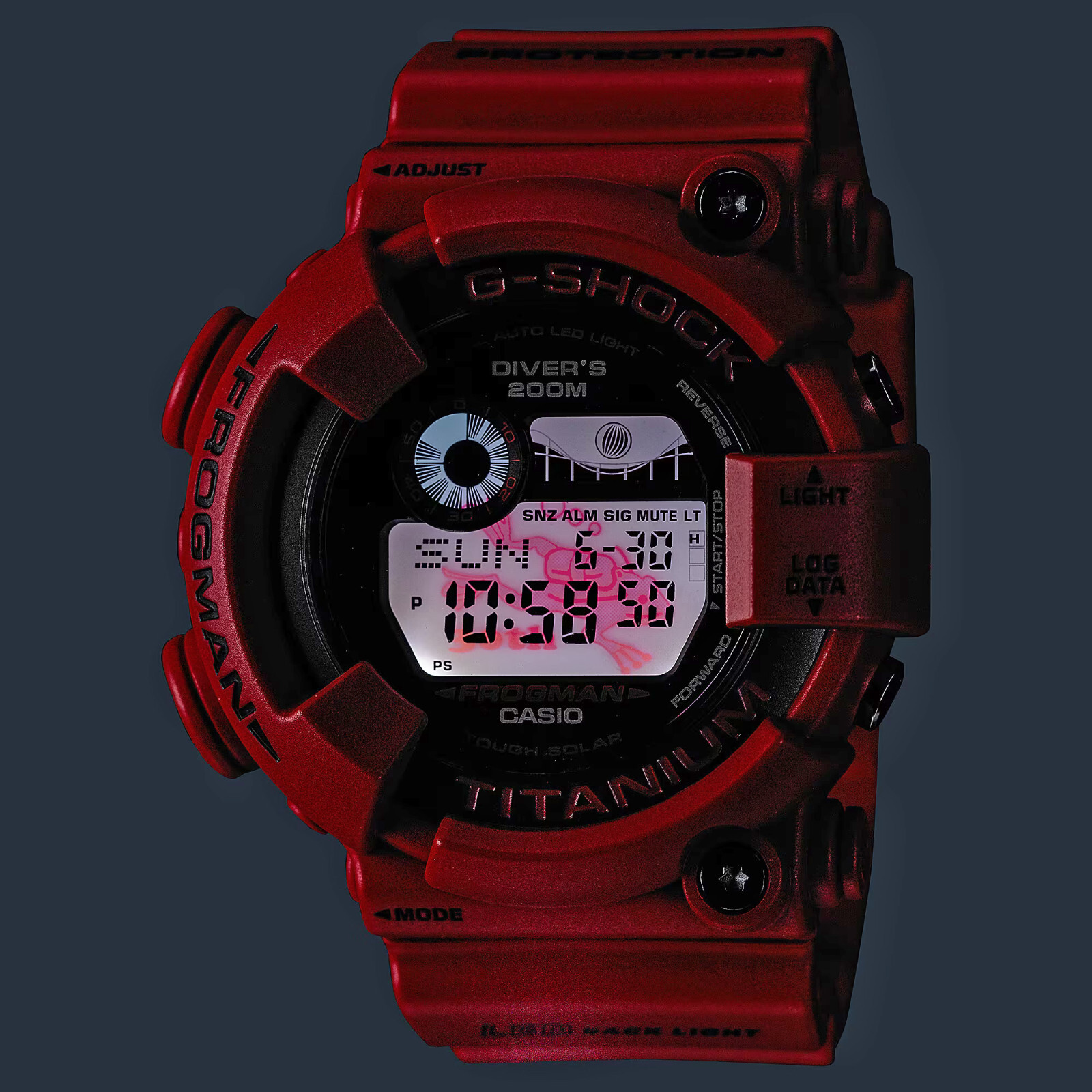 Pre-owned Casio G-shock Frogman Digital Titanium 30 Anniversary 8200 Red Watch Gw8230nt-4
