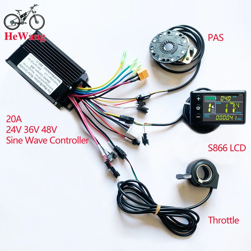 24V 36V 48V 500W 20A Sine Wave Brushless Motor Controller S866 Color LCD Display