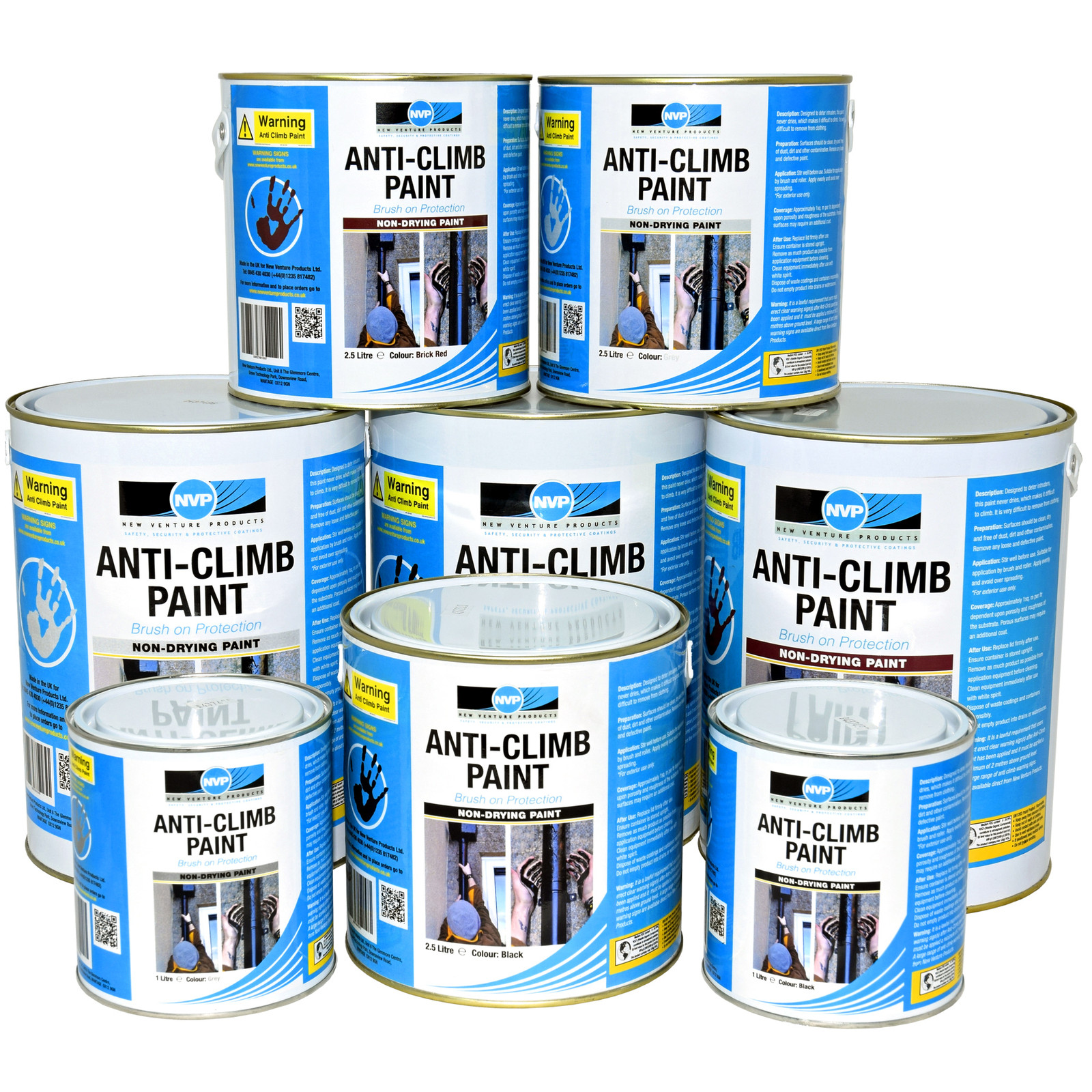 Anti Climb Security Paint, Anti Vandal & Burglar. Sizes 1, 2.5, 5 & 20