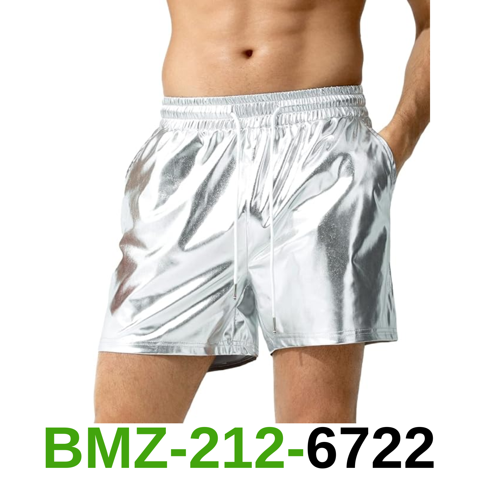 Arjen Kroos Mens Sexy Shorts Metallic Shiny Sparkly Hot Drawstring Short Pants,L