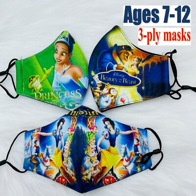 [3 PACK] KIDS Face Masks Polyester Triple-Layer Washable - ALL AGES - US SELLER