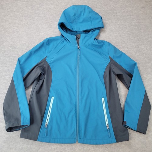 Free Tech Jacket Hooded Full Zip Fleece Lined Pockets Teal