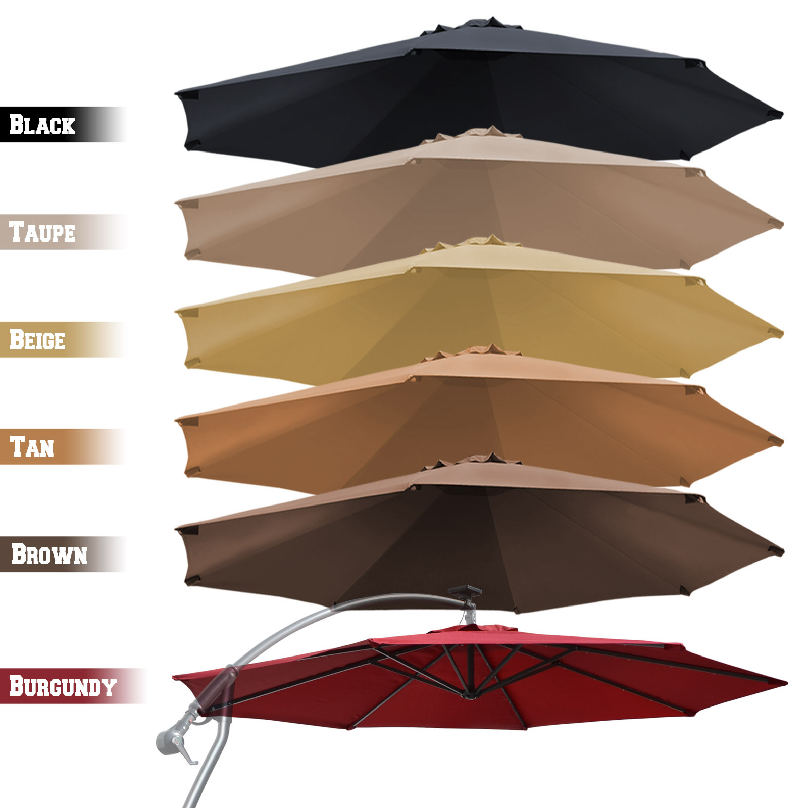 Parasol Top Cover 10' Cantilever Patio Offset Umbrella Replacement Canopy