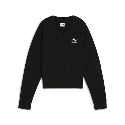 PUMA Womens T7 Knitted V-Neck Crew Women
