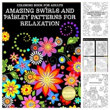 Download Coloring Book for Adults Amazing Swirls and Paisley Patterns For Relaxation | eBay