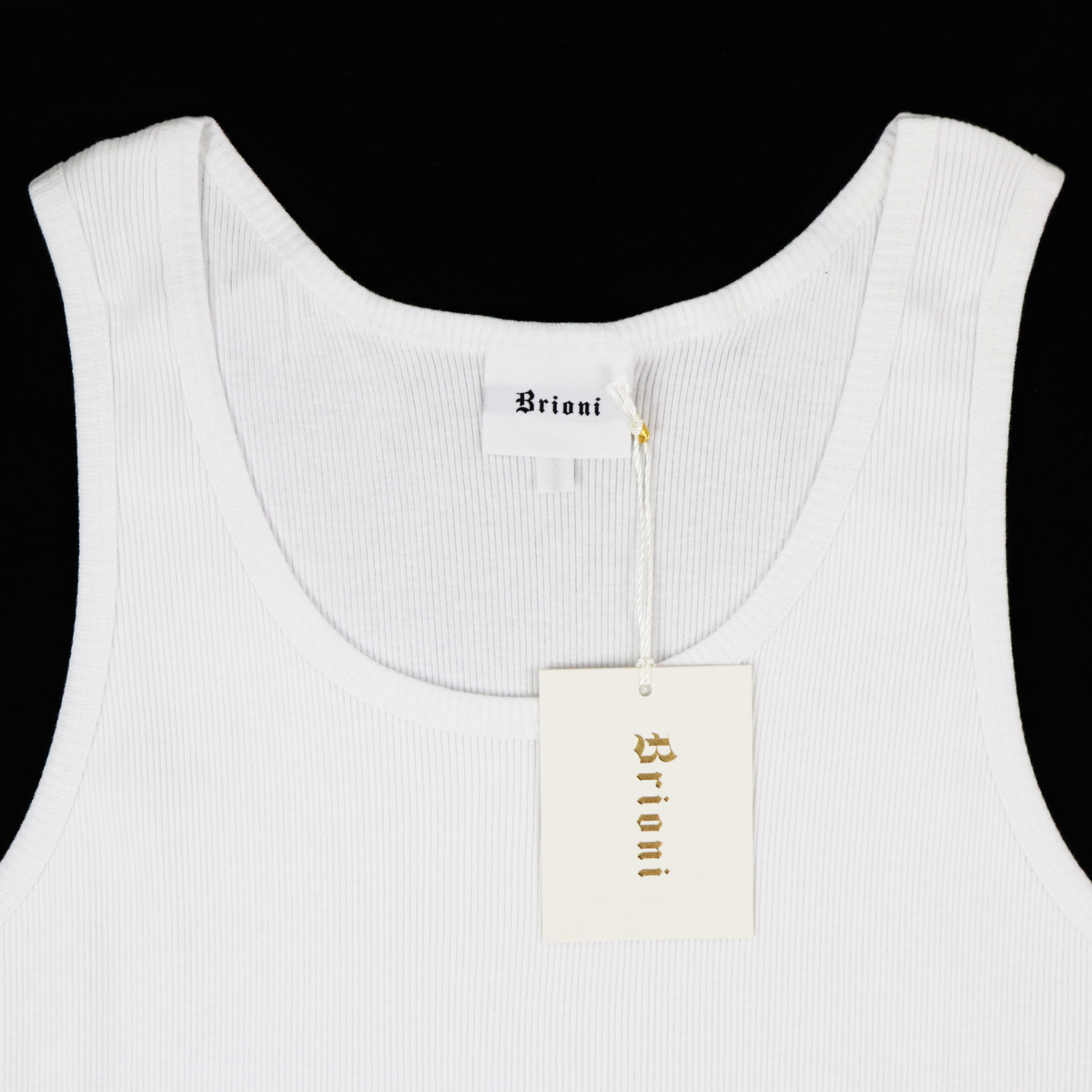 NWT BRIONI Solid White 100% Cotton Ribbed Tank Top Casual