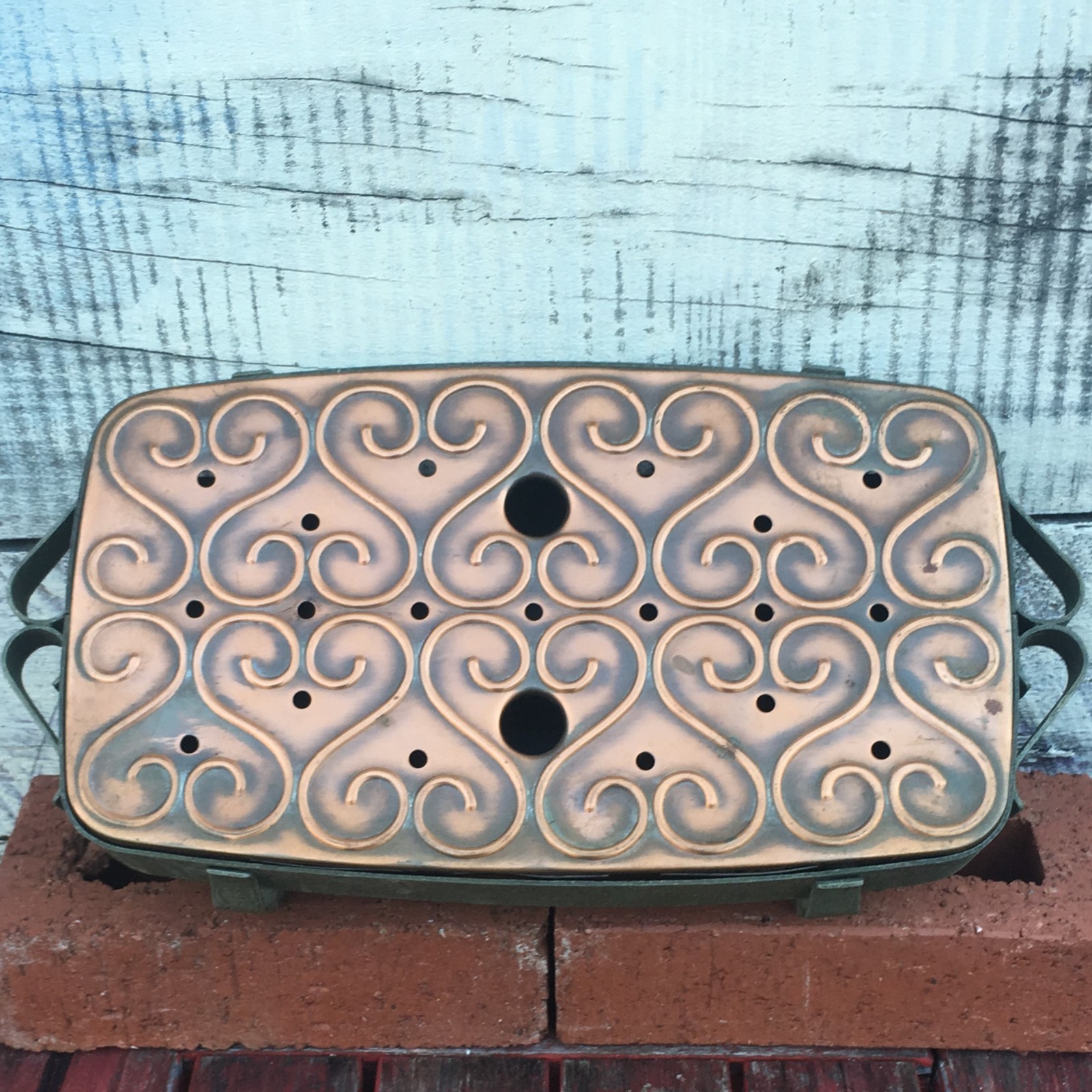 Heart Swirl Design Copper Pan Warmer Tealight Hot Plate Valentine Anniversary