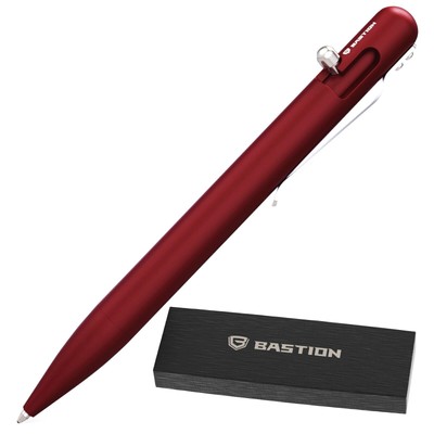 BASTION BOLT ACTION ALUMINUM RED PEN Metal Color Lightweight Tactical Pens NEW