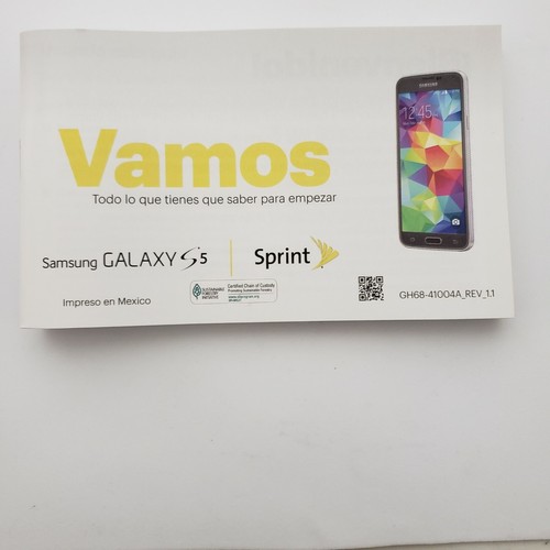 Get Started manual Samsung Galaxy S5 Sprint english and spanish