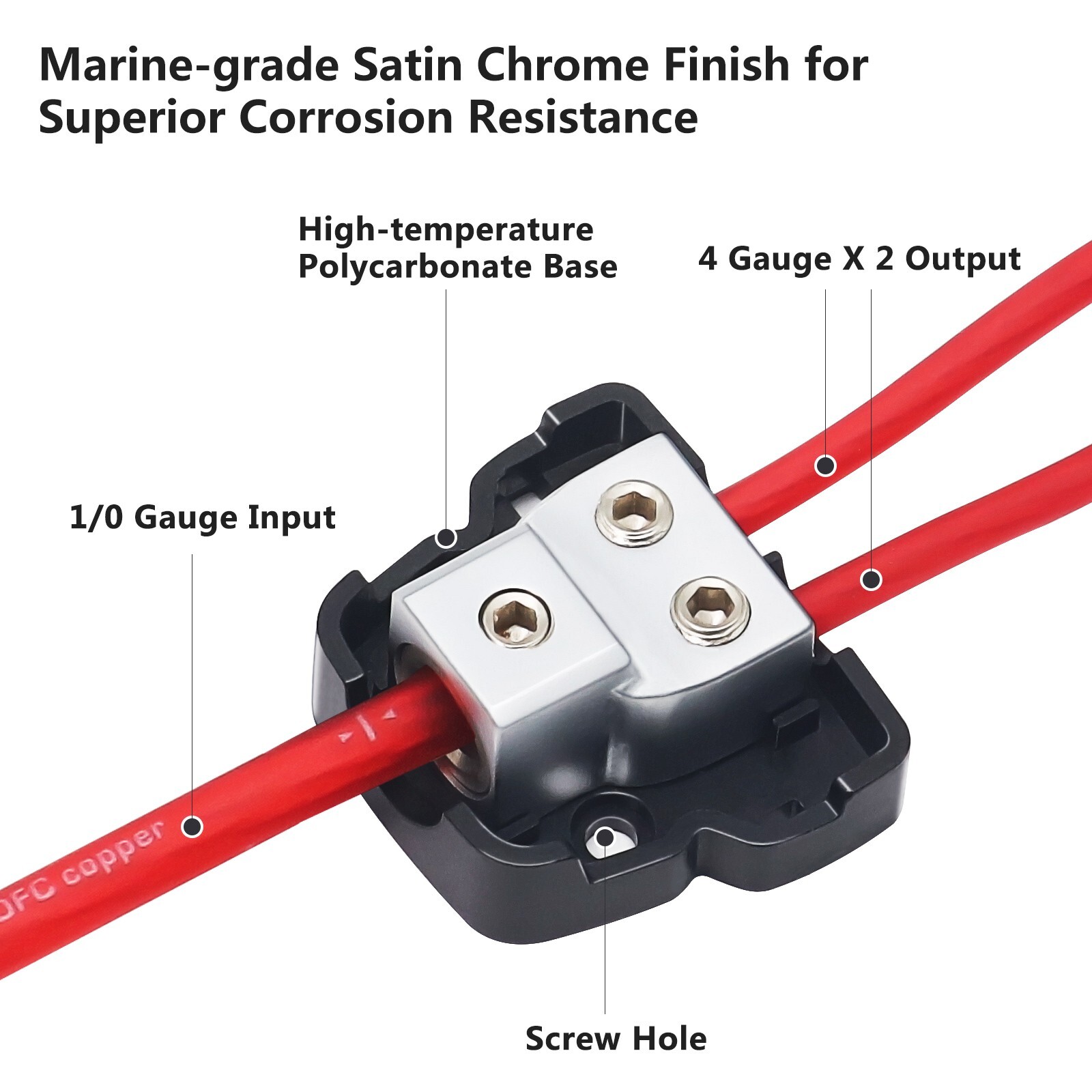 Recoil ZDB12P 2-Way Power Distribution Block for Car Audio Amplifier Splitter
