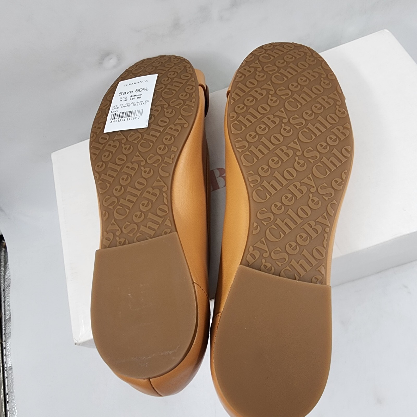 See by Chloé Chany Leather Ballet Flats Women's 37/7US Tan Round Toe Slip On - Picture 5 of 16