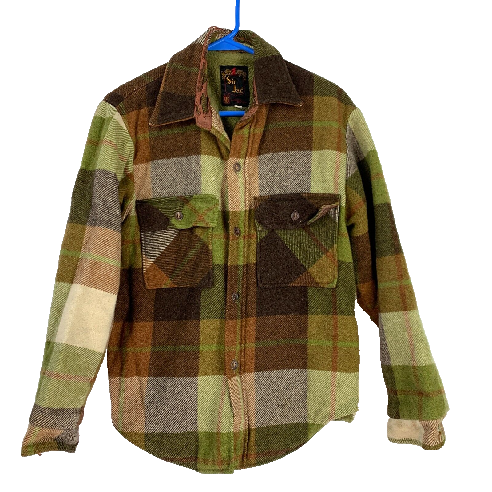 Vintage 60s Sir Jac Plaid Sherpa Fleece Lined Shirt Shacket