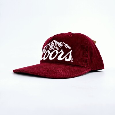 Coors Banquet Corduroy Hat Maroon Snapback Logo Mountains White Cap NEW