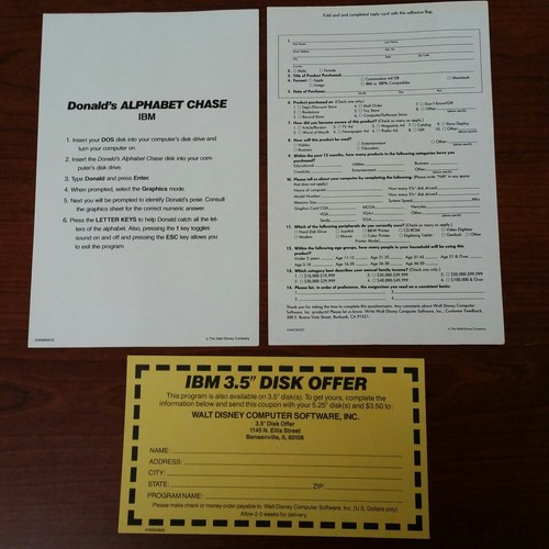 Disney Software Donald’s Alphabet Chase Fun With Letters IBM PC 5.25” Complete