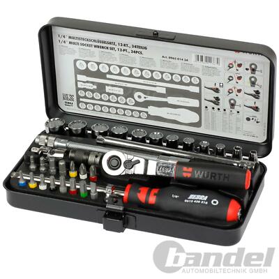 WÜRTH ZEBRA MULTI STECKSCHLÜSSELSATZ KNARRENKASTEN ¼" 34-TEILIG Nüsse Bitz TX HX