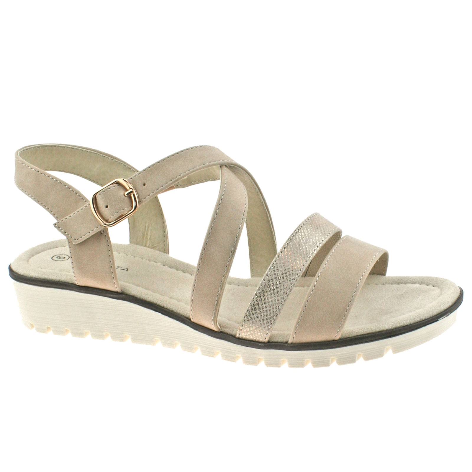 gold strappy low heels