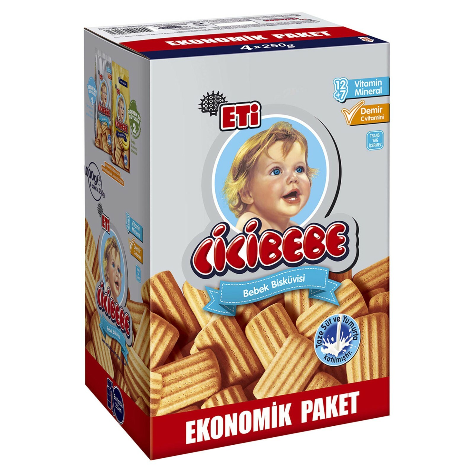 ETi Cici Bebe Baby Biscuits Baby Keks 1000g (4er Pack jeweils 250 g) mit Kalzium