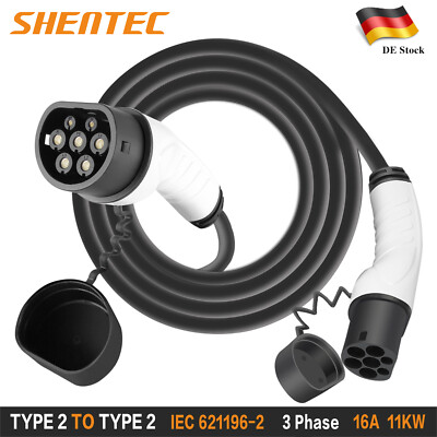 SHENTEC Typ 2 Typ 2 16A 11KW EV Ladekabel Typ 2 Ladekabel 5 Meter Kabel & Tasche