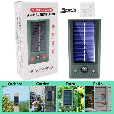Animal Repeller Ultrasonic Solar Power Bird Dog Cat Skunk Deer Raccoon Repellent
