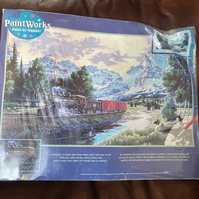 Vintage Dimensions PaintWorks Paint by Number #91096 Northern Rails Train 20 x12