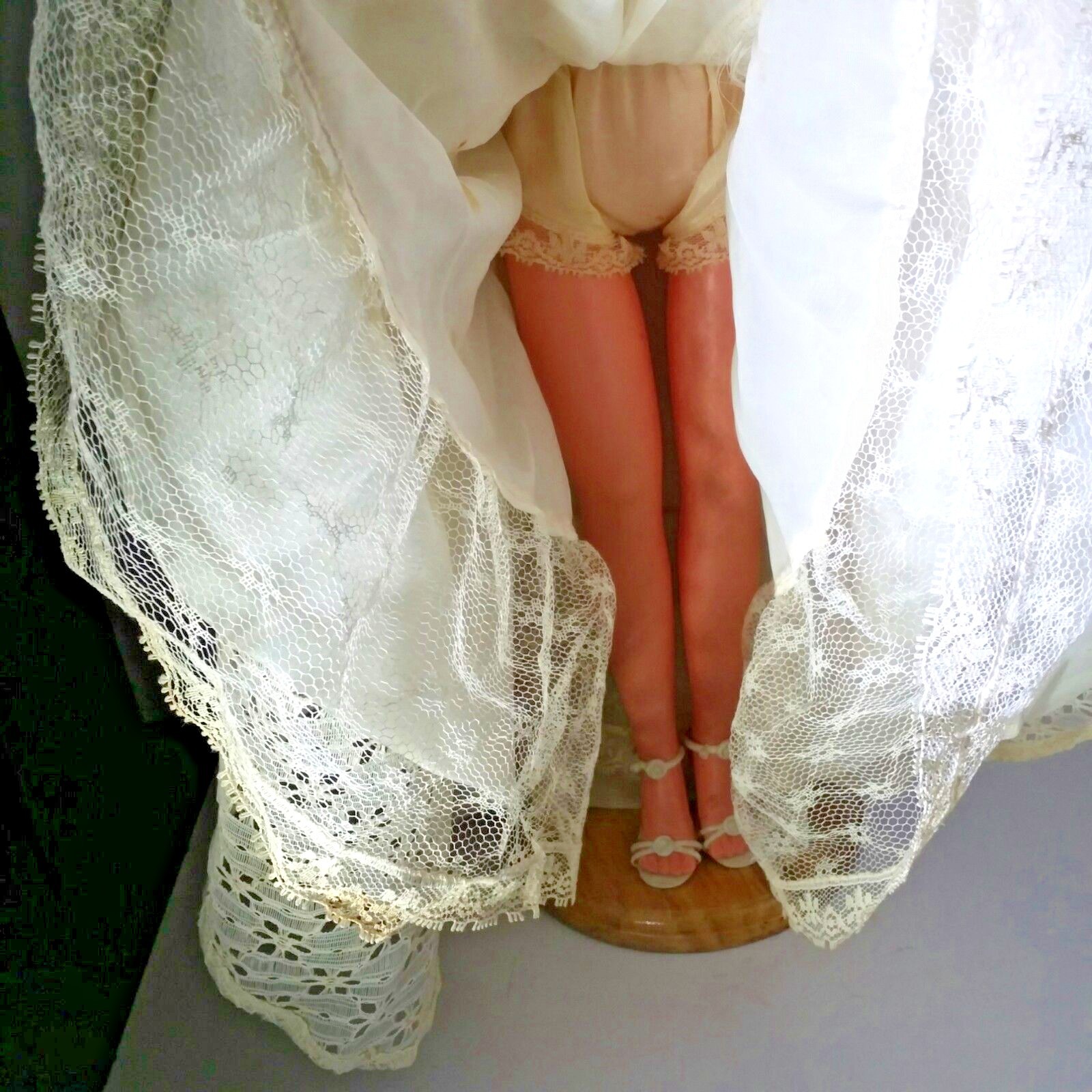 Vintage Wedding Doll 24 inch High Heels Auburn, Blue Sleep Eyes Vinyl or Plastic