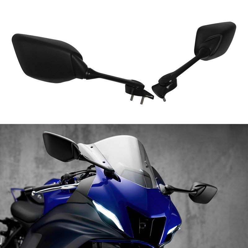 Black Side Rear View Mirrors Left & Right Fit For Yamaha YZF