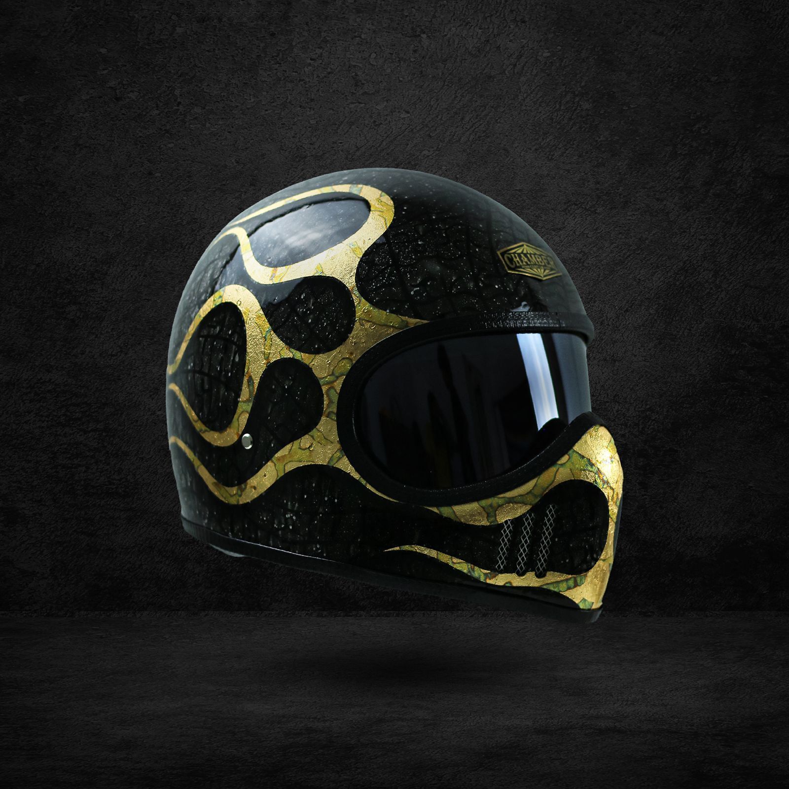 SALE! VINTAGE CUSTOM HELMET ORION FLAMES GOLD FOR BOBBER CHOPPER