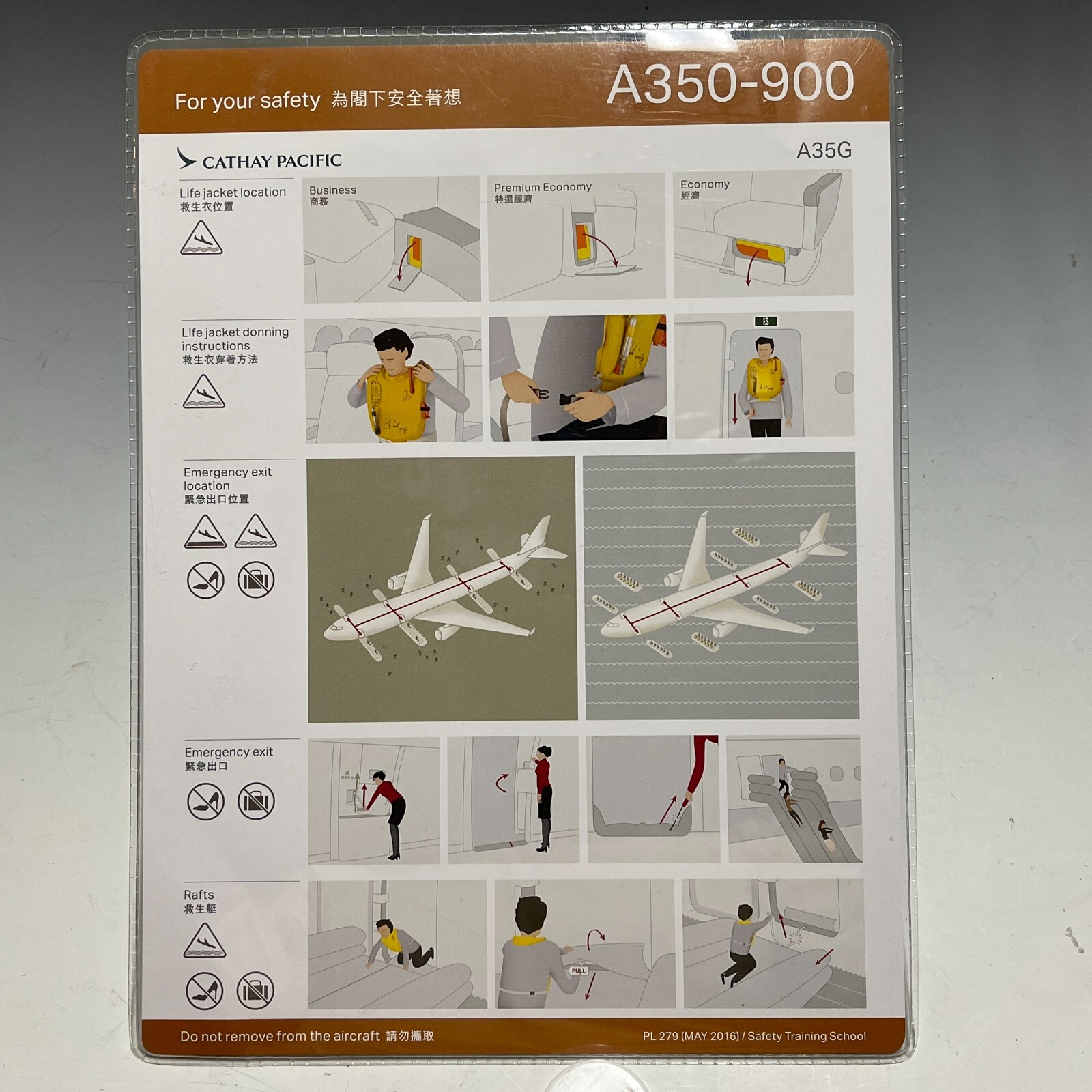 CATHAY PACIFIC AIRBUS A350-900 Safety card Safety instructions
