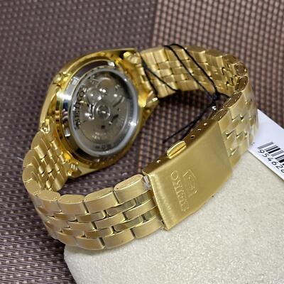 Pre-owned Seiko 5 Snkl28k1 Automatic Gold Tone Stainless Steel Analog Men's Casual Watch