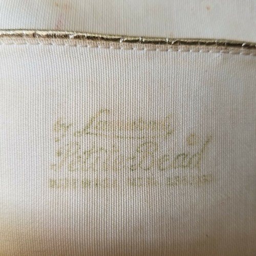 Vintage PETITE BEAD Lumured Cream Gold Beaded Floral Handbag Evening Bag Purse.