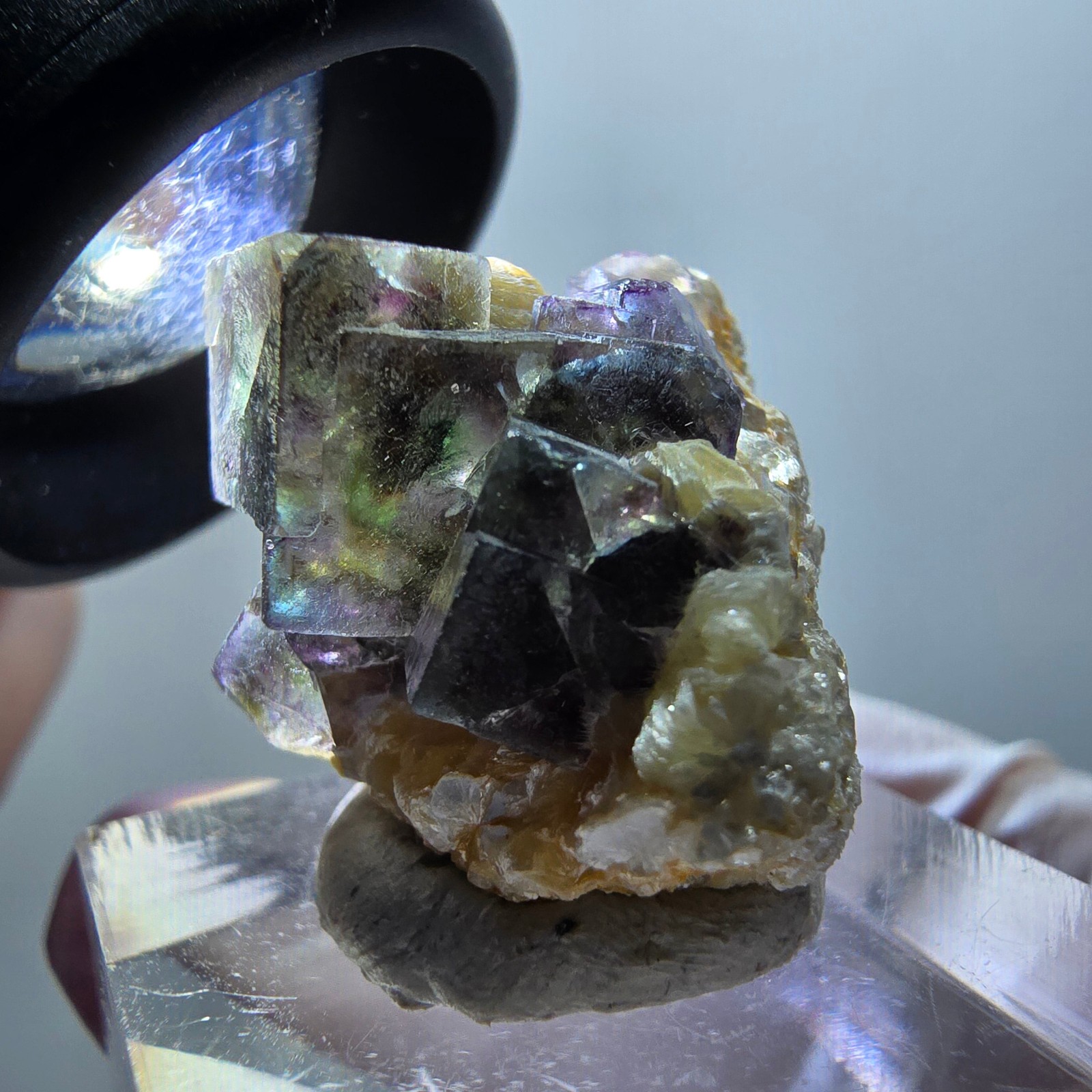 Colorful Phantom Fluorite Cubes, Muscovite Specimen Erongo, Namibia 24*19*20mm