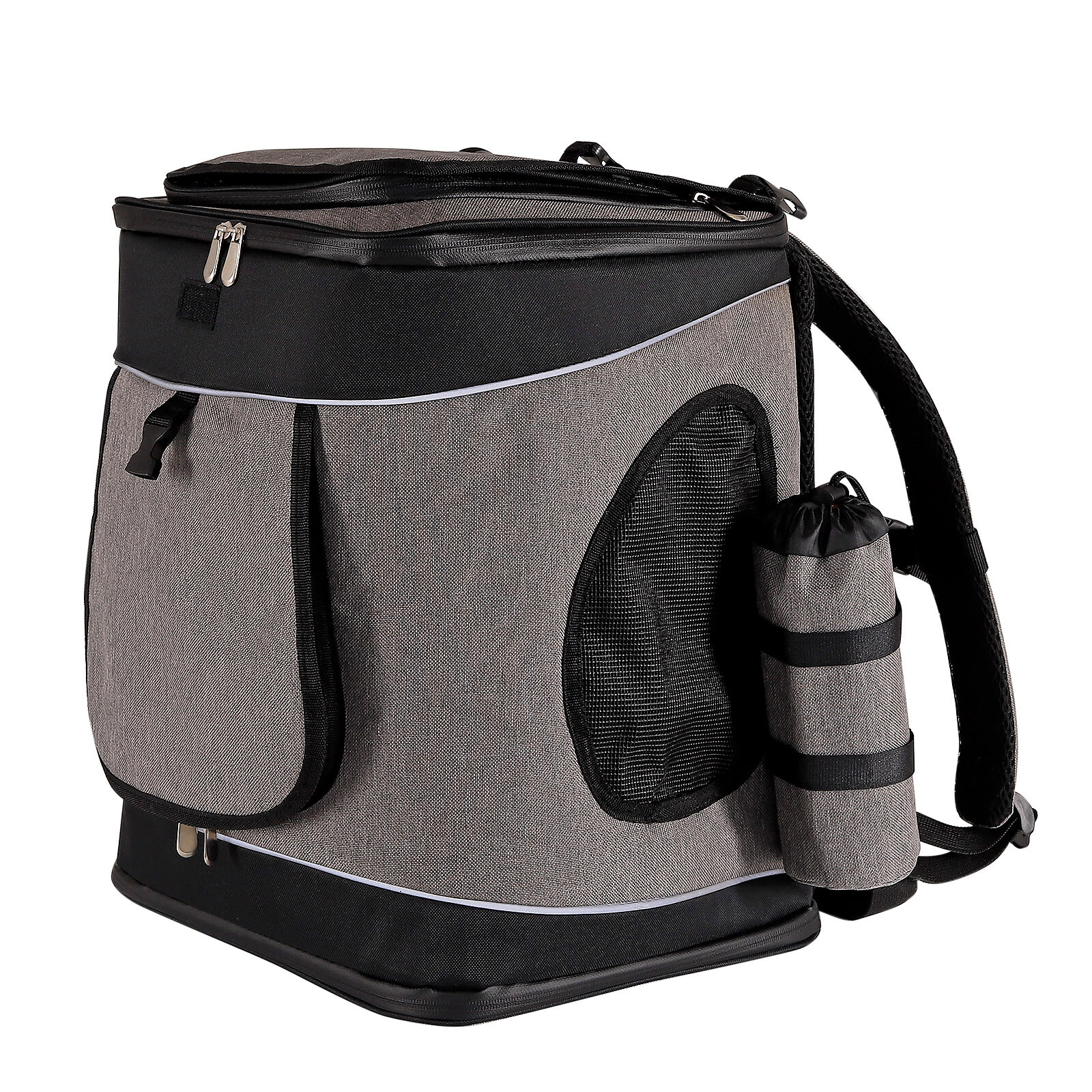 Hunderucksack Hundetransporttasche Haustiertragetasche Farbe grau/schwarz