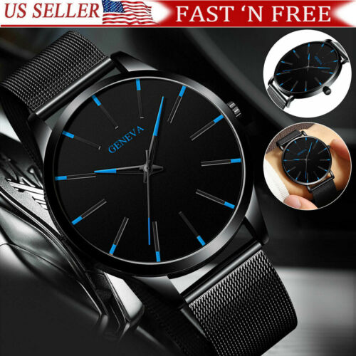 Luxury Men's Quartz Watch Stainless Steel Analog Ultra Thin 